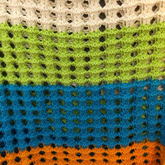 Wild Fable Loose Knit Sweater Pink/White/Orange/ Lime Green/Turquoise Size Med - Picture 5 of 7